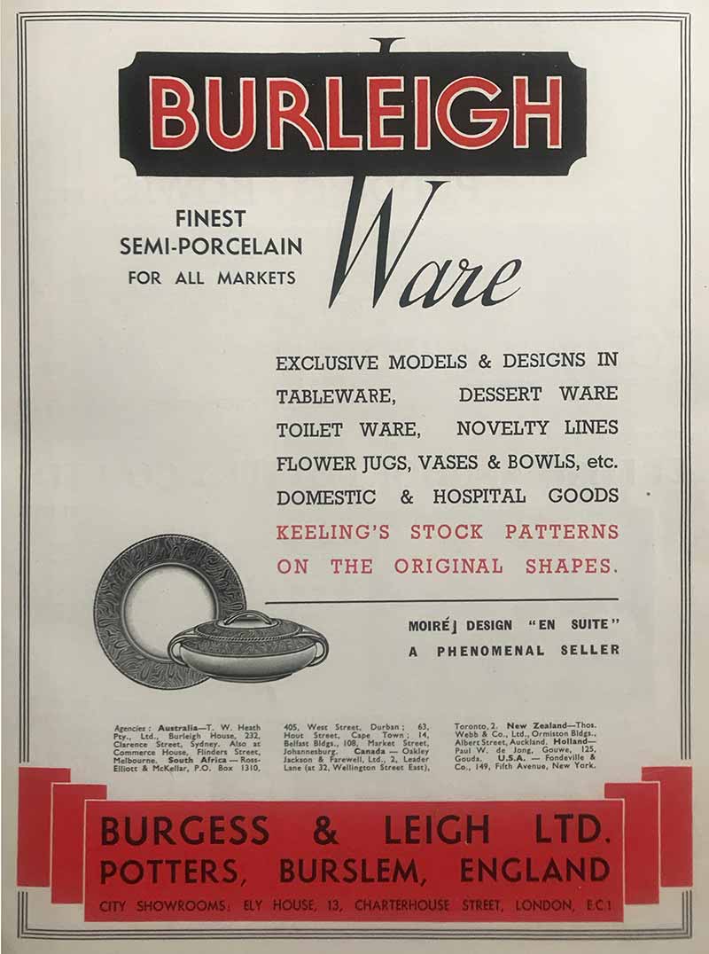 Burleigh Ware advert Art Deco style design for semi-porcelain